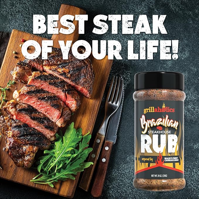Grillaholics Steak Rub ??Brazilian Steakhouse Style Churrasco Seasoning for BBQ, Grilling & Smoking ??Bold Blend for Picanha, Ribeye, Beef, Pork & Chicken