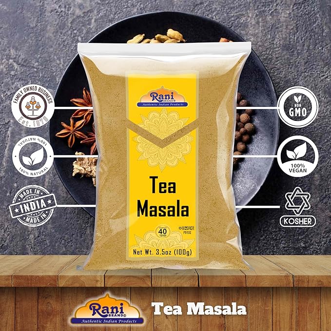 Rani Tea (Chai) Masala Indian Spice Blend 3.5oz (100g) ~ All Natural | Vegan | Gluten Friendly | Salt & Sugar Free | NON-GMO | No Colors | Indian Origin