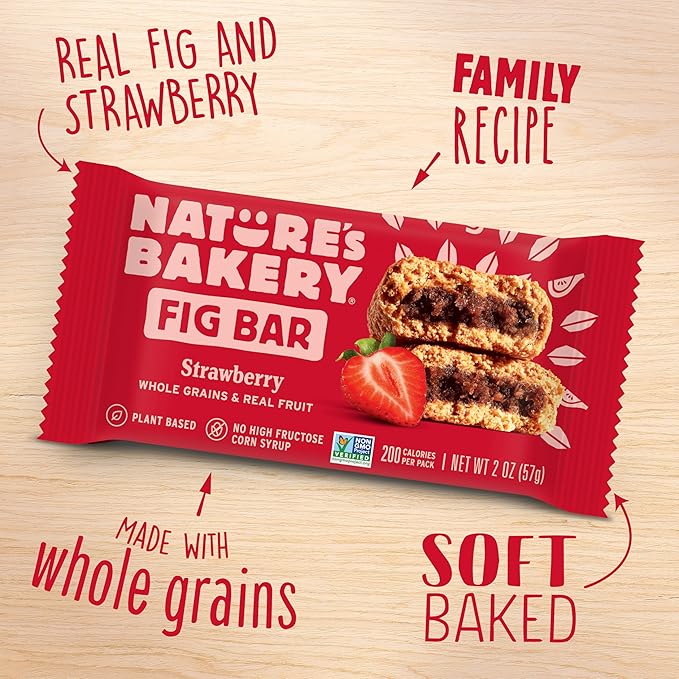 Nature?™s Bakery Whole Wheat Fig Bars, Strawberry, Real Fruit, Vegan, Non-GMO, Snack bar, 7 boxes with 12 twin packs (84 twin packs)