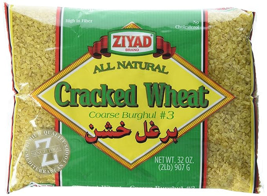 Ziyad Cracked Wheat Bulgur ??Fiber-Rich Whole Grain, Nutty Flavor & Chewy Texture ??Ideal for Tabbouleh, Kibbeh, Curries, Soups & Salads ??Easy 30-Minute Prep, Vegan - Coarse, 32 Ounce (Pack of 12)