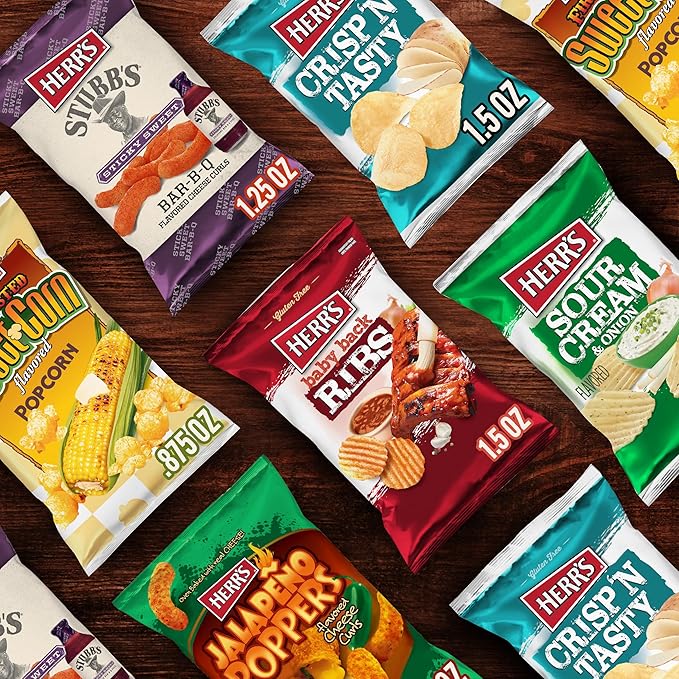 Herr's Variety Pack, Assorted Snacks, 0.625??.5 Ounce (Pack of 24 Bags) ??A Delicious Mix of Chips, Pretzels, and Cheese Snacks ??Great for Family Snacking and Lunchboxes