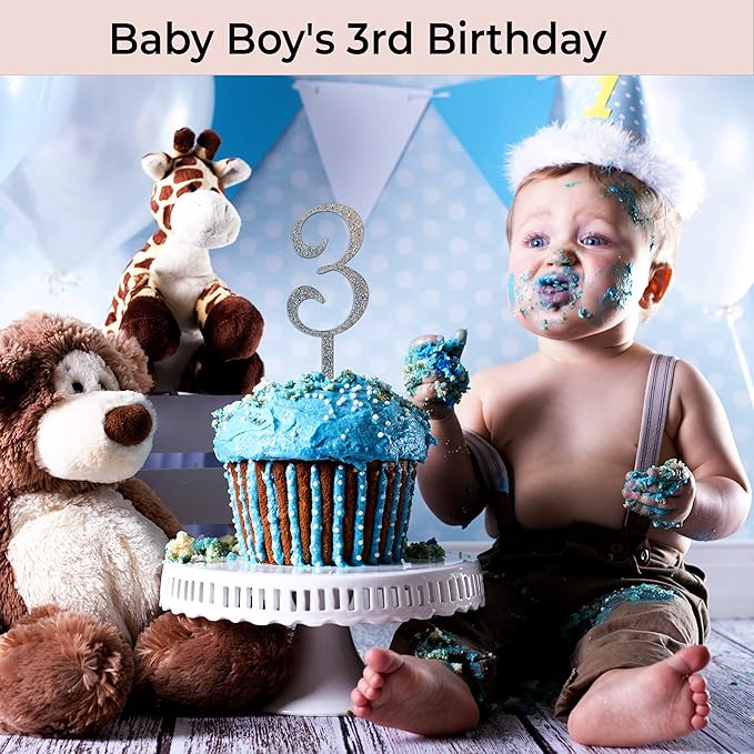 10 PCS Silver Cake Topper Numbers - Large Sturdy Acrylic Cake Decorations for Men and Women, Happy Birthday Decor for All Ages, Custom Toppers from 1st Birthday to 100+