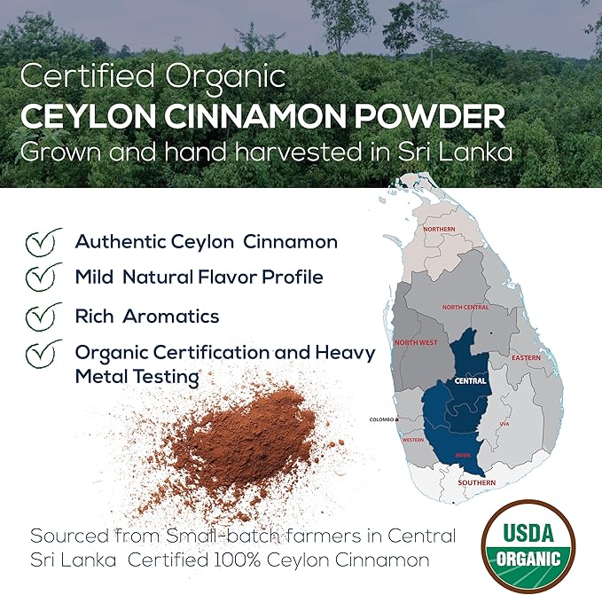 Organic Ceylon Cinnamon & Turmeric Latte Powder ??USDA Organic, Fair-Trade, Non-GMO, with Ashwagandha, Lion???Mane, Ginger ??Perfect for Cooking, Golden Milk, Smoothies & Tea