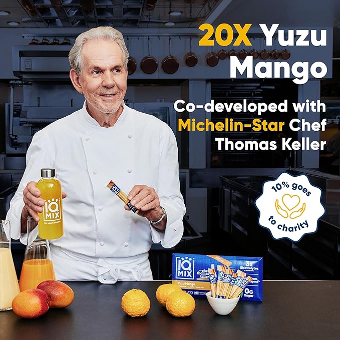 IQMIX x Chef Thomas Keller - Hydration Electrolyte Powder ??4-in-1 Formula for Hydration, Mental Clarity, Mood and Recovery ??Sugar-Free, Keto, Magnesium L-Threonate, Lion?™s Mane ??20 Count Yuzu Mango