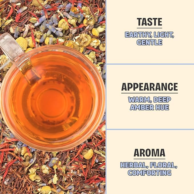 BREWIX, Bedtime Blossom Calming Tea For Sleep (50+ Cups) Herbal All Natural | Supports a Good Night?™s Sleep | Night Time, Caffeine Free with Rooibos, Safflower, Chamomile and Lavender | Perfect for Bedtime | Relaxing Natural Nighty Night Sleeping Tea
