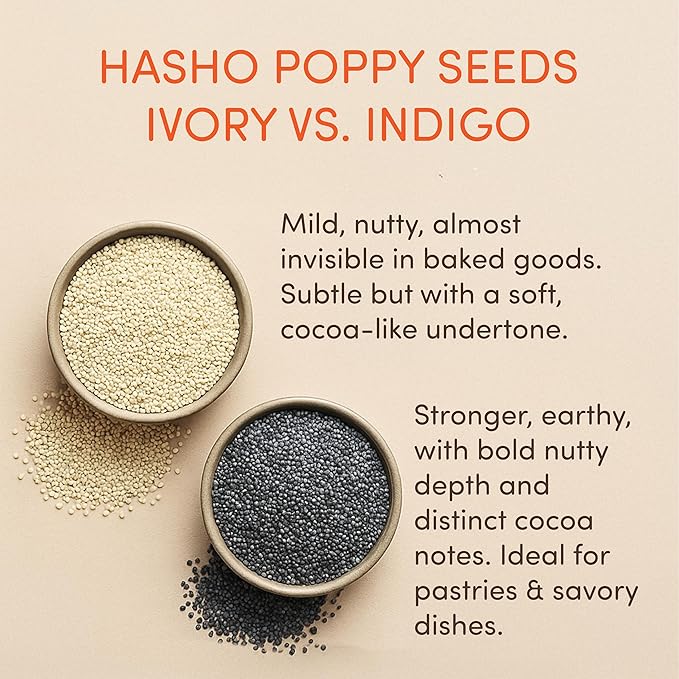 Hasho Whole Poppy Seeds ??Ivory (8 oz) ??Non-GMO, Vegan ??For Baking & Sprinkling
