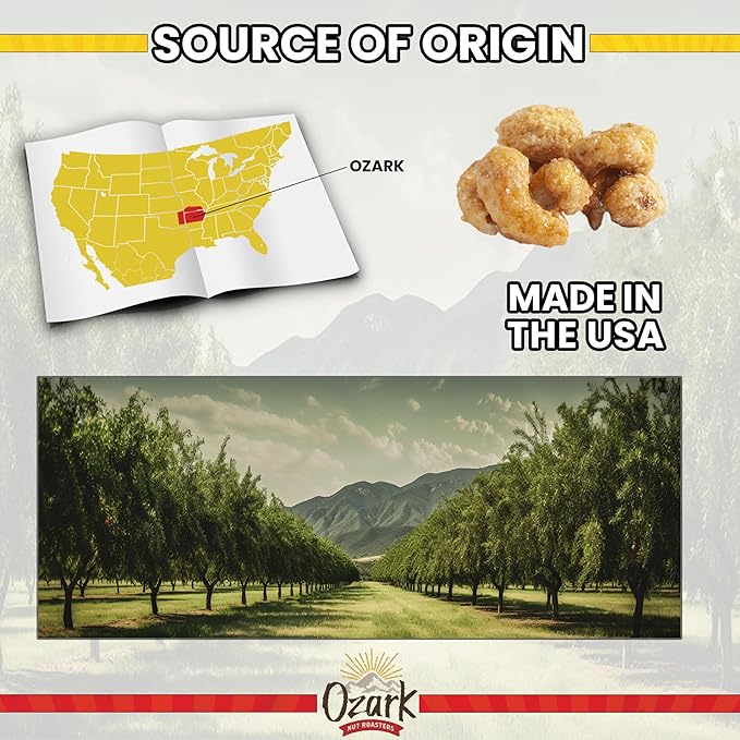 OZARK NUT ROASTERS, Salted Caramel Cashews, Flavored Snack Nuts, Gluten-Free Gourmet Candied Cashews, Blend of Sugar, Sea Salt & Caramel (14 oz)