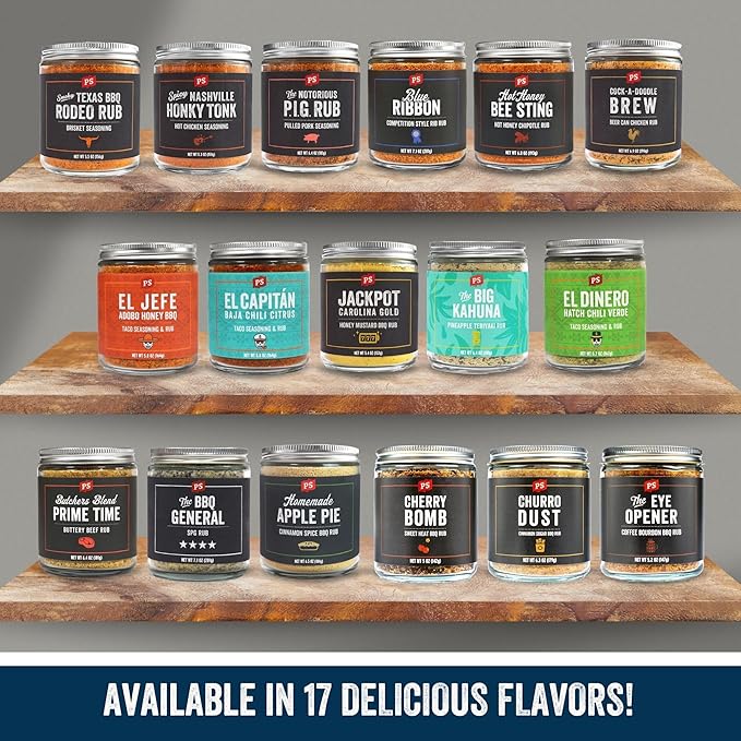 PS Seasoning Apple Pie Rub - Sweet and Smoky Cinnamon BBQ Seasoning for Smoking, Grilling, Baking - Buttery Apple Cinnamon Dry BBQ Rubs and Spices for Grilling Pork Chops, Ribs, Tenderloin, Turkey