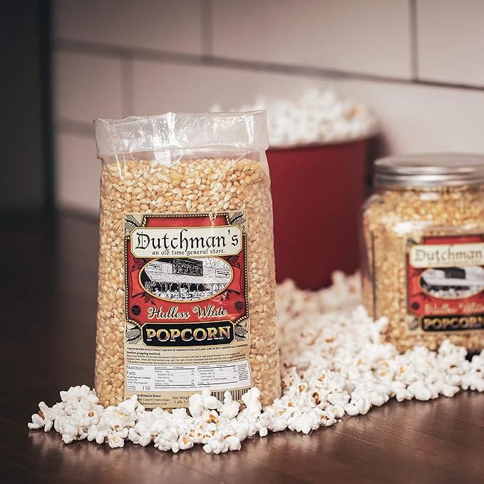 Dutchman's White Popcorn: Medium Popcorn Kernels for Popping in Microwave, Stovetop - Non GMO and Gluten Free Gourmet Popping Corn - 4 Pound Refill Bag