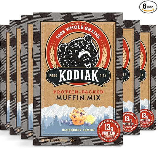 Kodiak Cakes Power Bake, Protein Muffin Mix, Blueberry Lemon, 14 Ounce (Pack of 6)