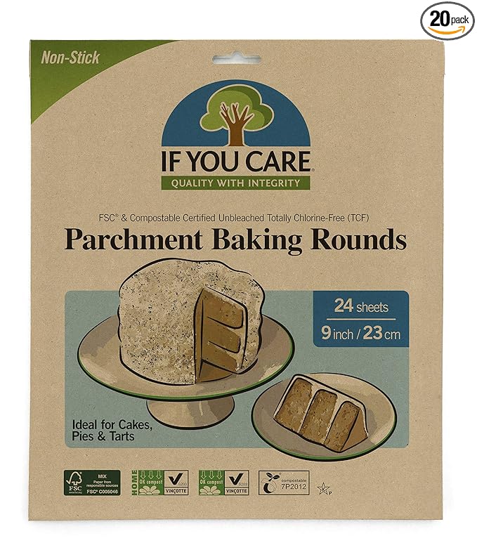 If You Care Parchment Paper Rounds for Baking Cakes, Pies, Tarts â?¬â€?20 Pack of 24 CT Circle Liners - Unbleached, Chlorine Free, Greaseproof, Silicone Coated â?¬â€?9 Inch Diameter
