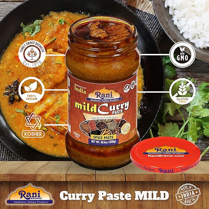 Rani Curry Paste MILD (Spice Paste) 10.5oz (300g) Glass Jar, Pack of 5+1 FREE ~ No Colors | All Natural | NON-GMO | Vegan | Gluten Free | Indian Origin