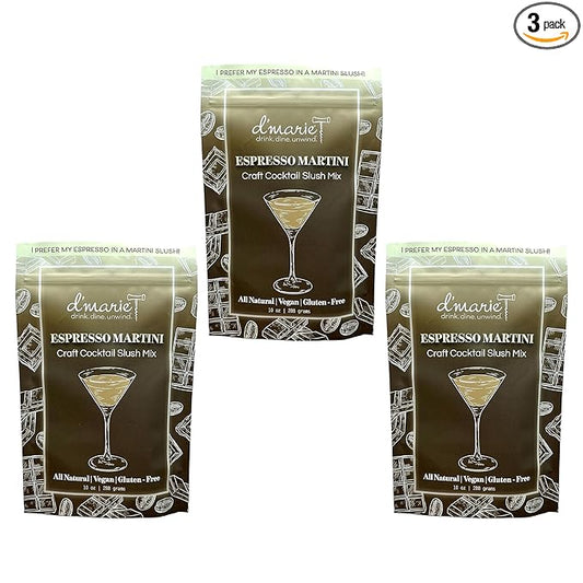 Frozen Cocktail Drink Mix - Each Bag Makes 8 Espresso Martini Slushies - Drink Powder Pouches for Alcohol - All Natural Low Sugar Mixer, No Blender Needed, 3 Pack