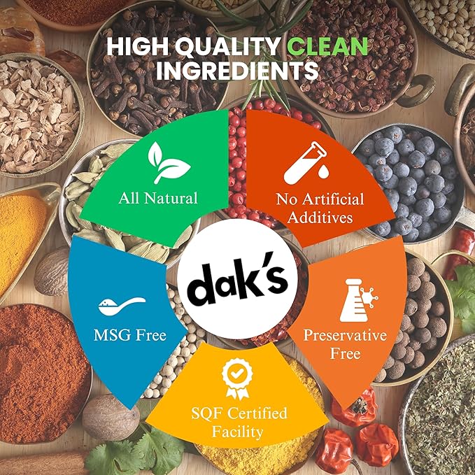 DAK's Spices 6 Pack Seasoning Blends | 100% Salt Free Spices | Premium & Healthy Seasoning | MSG Free, Preservative Free, Potassium Chloride Free | Low Carb & Keto Friendly | Perfect for Clean Eating & Adding Flavor | 1.5 oz