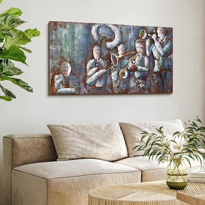 Empire Art Direct Jazz Band Mixed Media Iron Hand Painted Dimensional Wall Art, 56" x 28" x 2.4", Ready to Hang