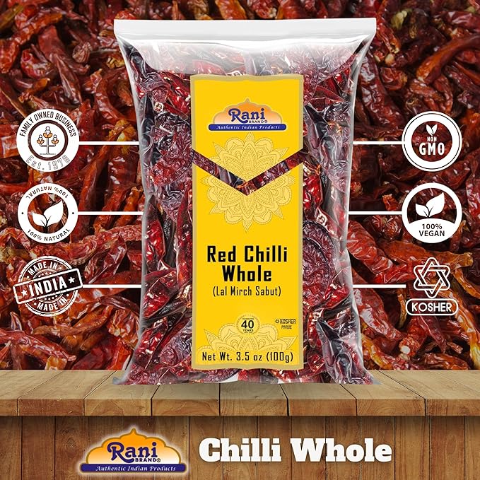 Rani Chilli Whole (Lal Mirch Sabut) 3.5oz (100g) ~ All Natural | Vegan | No Colors | Gluten Friendly | NON-GMO | Kosher