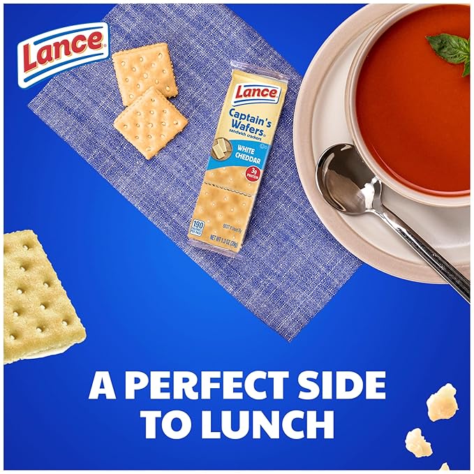 Lance Sandwich Crackers, Captain's Wafers White Cheddar, 10 Individual Packs, 6 Sandwiches Each