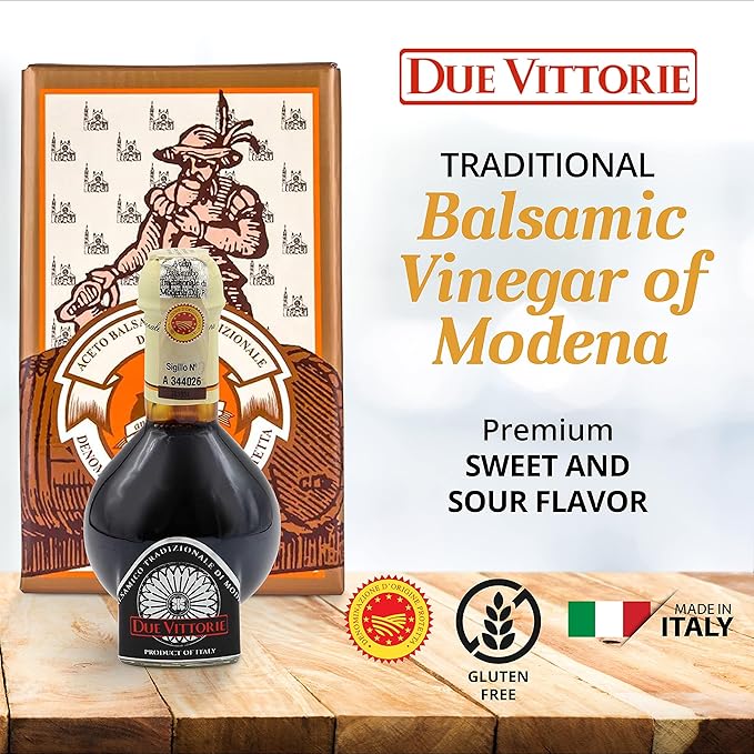 Due Vittorie Traditional 12 Year Aged Balsamic Vinegar of Modena DOP - Aceto Balsamico di Modena Tradizionale Affinato - Best Score From The Consortium - 3.38 fl oz (100ml) - Pack of 1