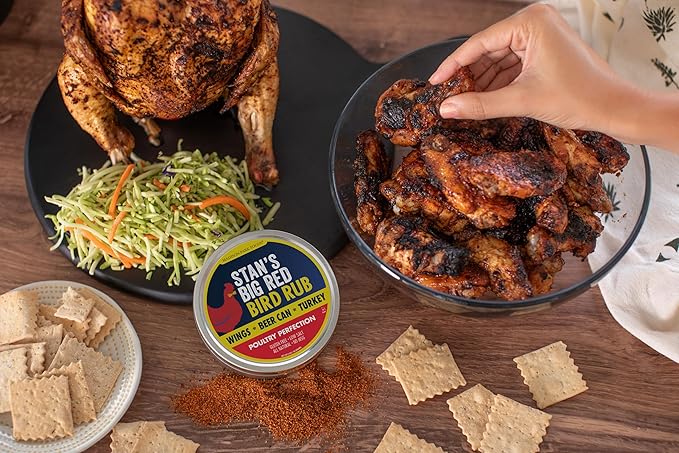 Stan?™s Big Red Bird Rub ??Poultry Seasoning for BBQ Chicken and Fried Turkey ??Perfect Beer Can, Spatchcock, Wings ??All Natural, Gluten-Free, Low Salt, No MSG ??3oz Fresh-Sealed Pouch in Reusable Tin
