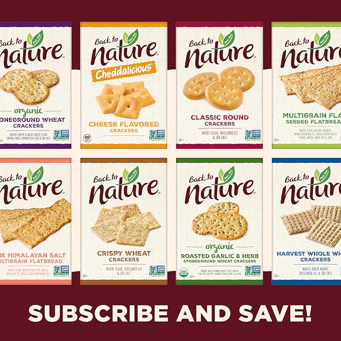 Back to Nature Cracked Black Pepper Whole Wheat Crackers - Dairy Free, Non-GMO, Made with Whole Grain Wheat & Sea Salt, Delicious & Quality Snacks, 8.5 Ounce