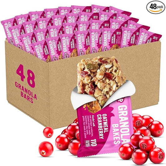 Cooper Street Oatmeal Cranberry Granola Bakes (48 Count) ??Individually Wrapped Soft and Chewy Granola Bars Bulk ??Low Sodium, Nut & Dairy Free - Perfect As Healthy Bulk Office or Classroom Snacks