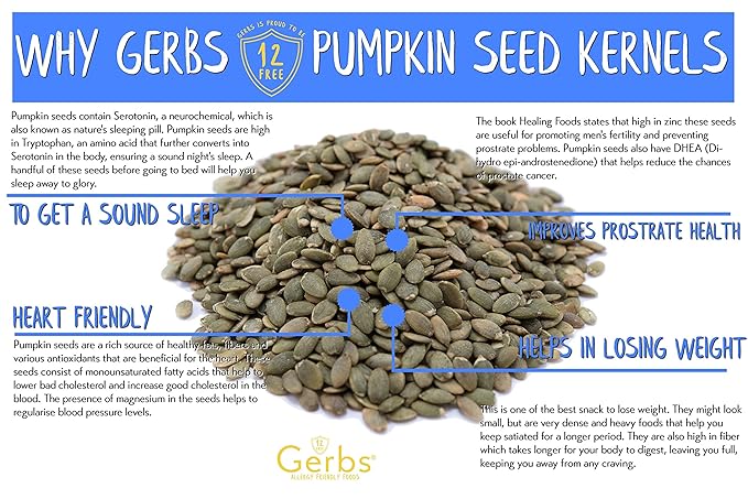 GERBS Sea Salted Pumpkin Seed Kernels 4 LBS|Top 14 Allergy Free Food |Use in salads, yogurt, baking, oatmeal, trail mix|Grown in Canada, packed in US