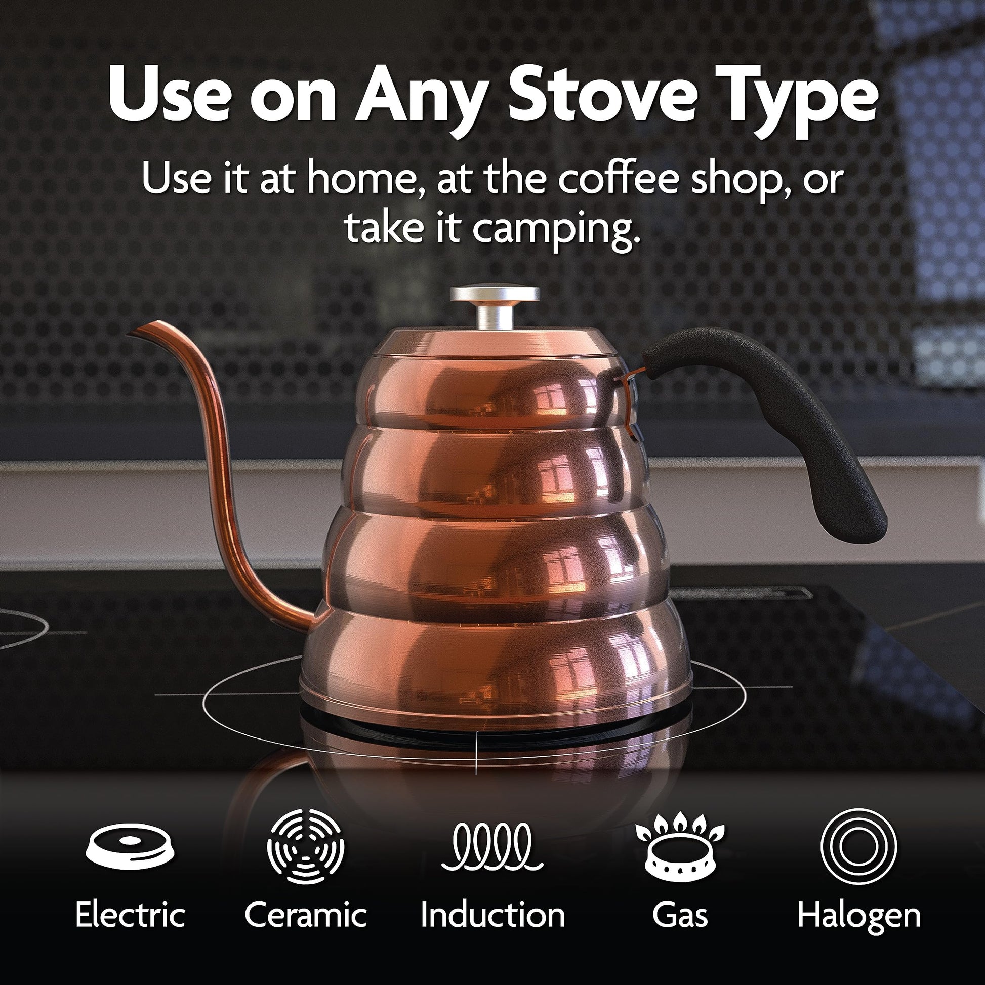 Viante Gooseneck Stovetop Pour Over Coffee Kettle, Built-in Thermometer