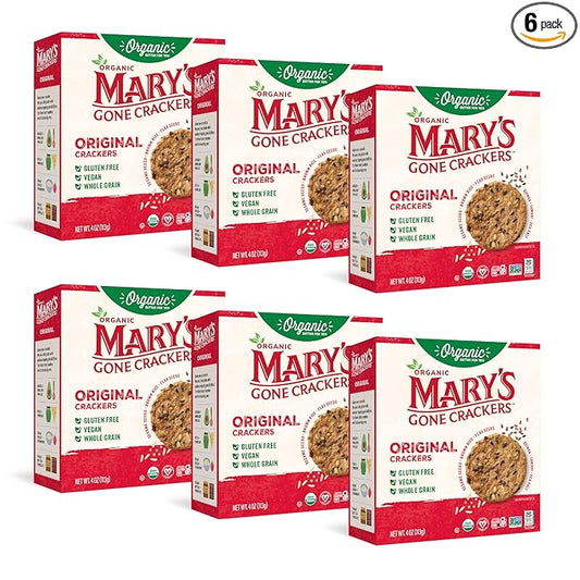 Mary's Gone Crackers Organic Original Crackers - Gluten-Free, NON-GMO, Vegan & Whole Grain, 4 Ounce (Pack of 6)