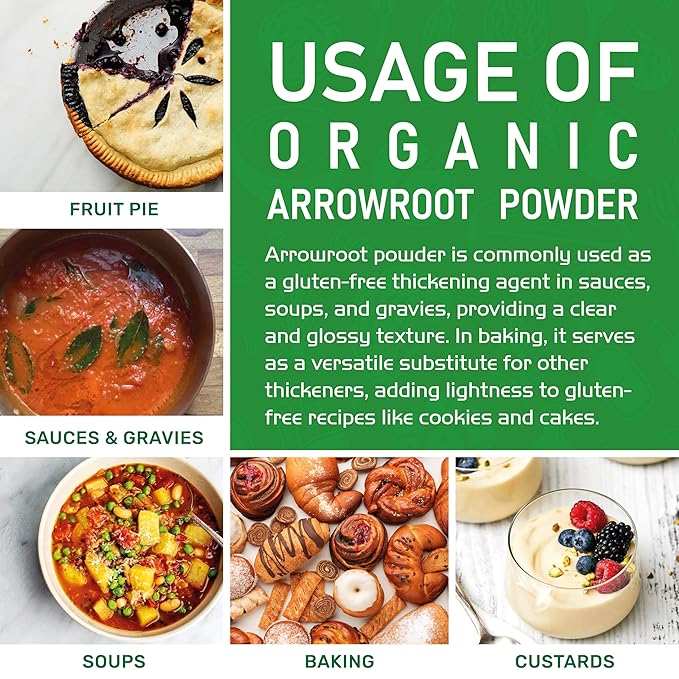Jiva Organics Organic Arrowroot Flour (Powder) 2 Pound Bag - Raw, Non-GMO, Gluten Free