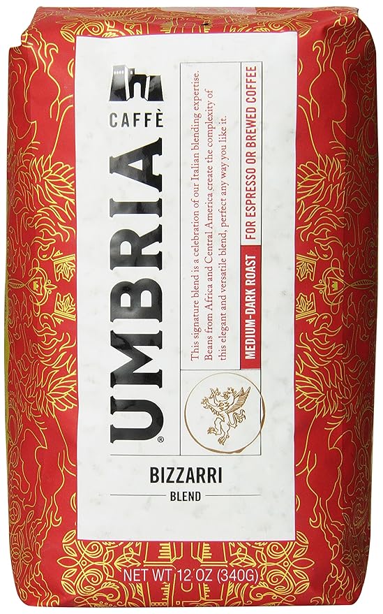 Caffe Umbria Fresh Seattle Whole Bean Roasted Coffee, Bizzarri Blend Medium-Dark Roast, 12 oz. Bag