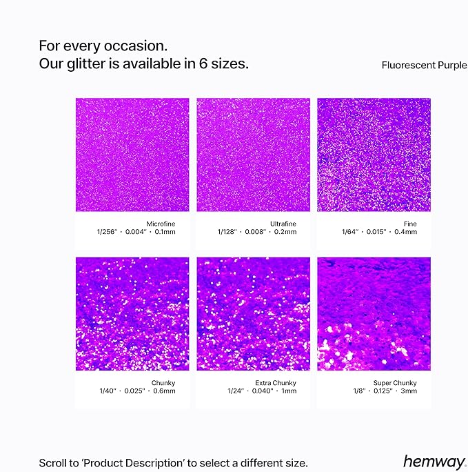 Hemway Premium Glitter Shaker - Fluorescent Purple | 115g Super Chunky Metallic Flake Sequins for Resin & Epoxy Crafts | Craft Supplies for Tumblers, Festival, Art