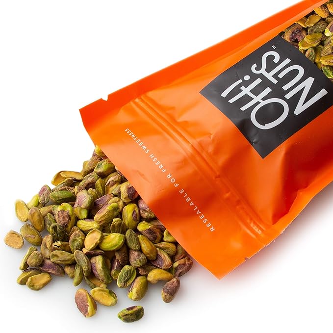 Oh! Nuts Pistachios No Shell - Raw - 100% Natural - 1 lb - Raw Whole California Pistachios - Packed in New York Zip-Seal Bag for Exceptional Freshness