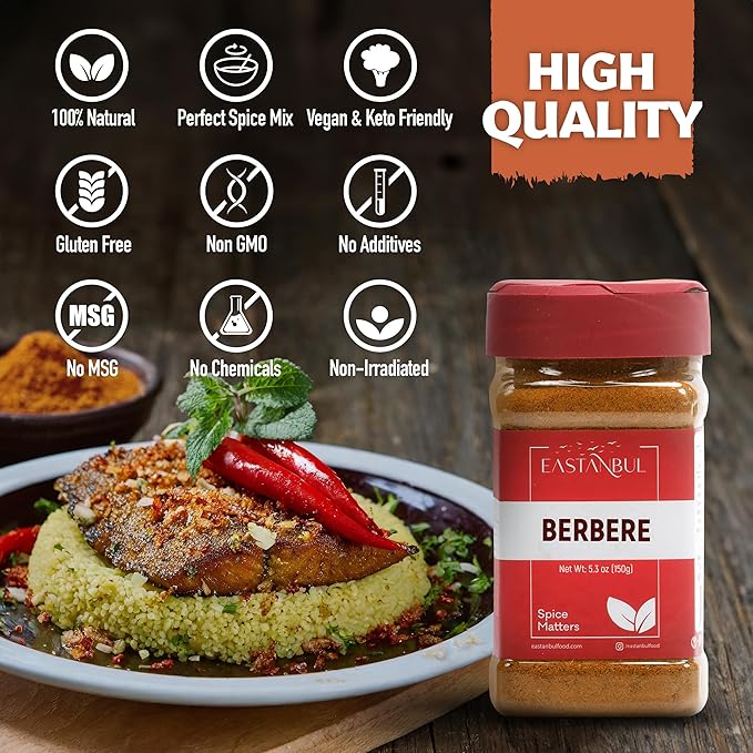 Eastanbul Berbere Spice Blend, 5.3oz Berbere Spice Ethiopian Authentic Mix, Berbere Seasoning Medley, AKA Berberre Spice, Barbere, For Exotic Ethiopian Cooking & Much More