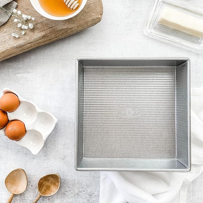 USA Pan Bakeware Aluminzed Steel 5-Piece Set Half, Cookie Sheet, Loaf, Square, Round Cake Pan