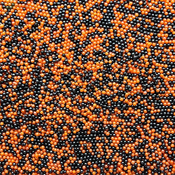 SE Si&Moos Nonpareil Sprinkles, 2mm Black and Orange Mini Edible Pearls Orange and Black Sprinkles for Cake Decorating Halloween Cookie Decorations Wedding Shower Party Christmas Holiday Supplies 3.5 OZ