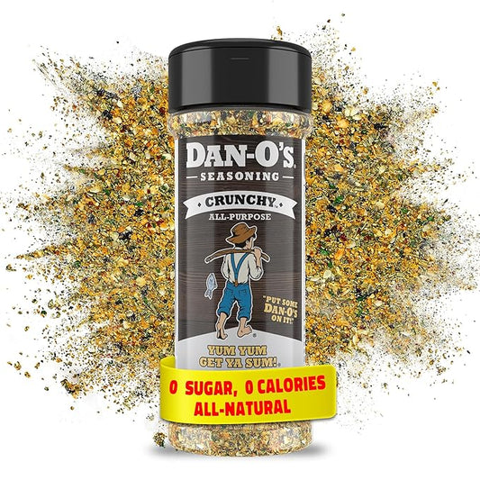 Dan-O's Crunchy Seasoning, 2.5 oz Bottle, Everything Seasoning for Fish, Eggs, Salads, Veggies and More, Sugar Free, Zero Calorie, Use this Spice Blend for Everything from Breakfast to Dinner