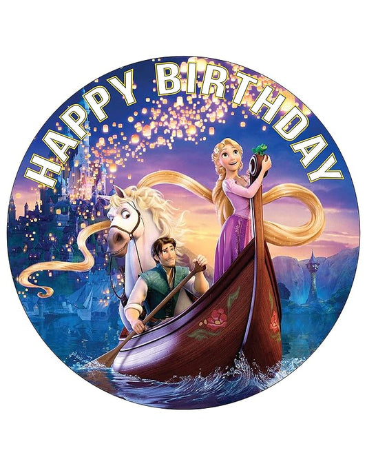 7.5 Inch Edible Cake Toppers Happy Choices ??Golden Princess Inspired Birthday Party Collection of Edible Cake Decorations