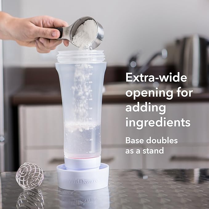 Whiskware Pancake Bottle, Batter Dispenser and Mixer with BlenderBall Wire Whisk, Durable, No-Mess, BPA Free, Dishwasher Safe, Mint