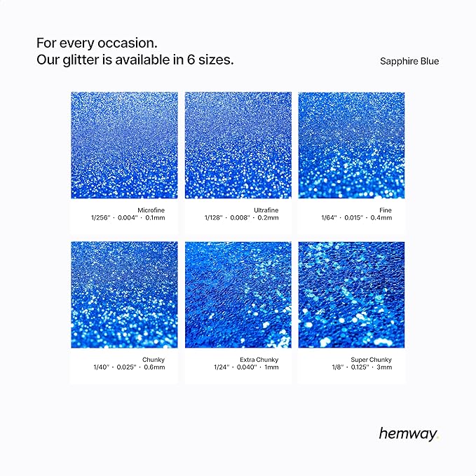 Hemway Premium Glitter Shaker - Sapphire Blue | 125g Microfine Metallic Flake Sequins for Resin & Epoxy Crafts | Craft Supplies for Tumblers, Festival, Art