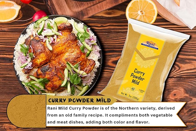 Rani Curry Powder Mild (10-Spice Authentic Indian Blend) 7oz (200g) ~ All Natural | Salt-Free | NO Chili or Peppers | Vegan | No Colors | Gluten Friendly | NON-GMO | Indian Origin