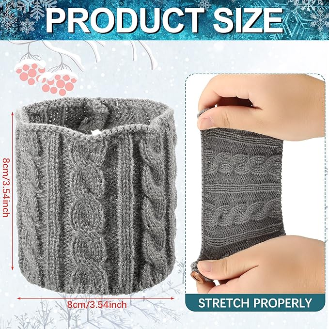 Skyley 4 Pcs Coffee Mug Cozy Sleeve Reusable Knitted Crochet Sleeves Cup Tea Cozy Handmade Tableware Coffee and Tea Mug Warmer for Women Men(Assorted Color)