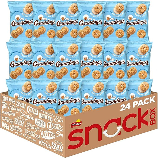 Grandma?™s Mini Cookies, Vanilla Sandwich Crème Cookies, 3.71 oz Cookie Bag, (24 Pack) (Packaging May Vary)