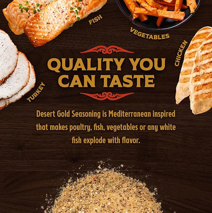 Big Poppa’s Desert Gold Seasoning — Irresistible Lemon & Mediterranean Flavors Blend — Gluten-Free Spice Mix — Chicken & Fish Seasoning for Cooking with Citrus Flavor (11.5 Oz)