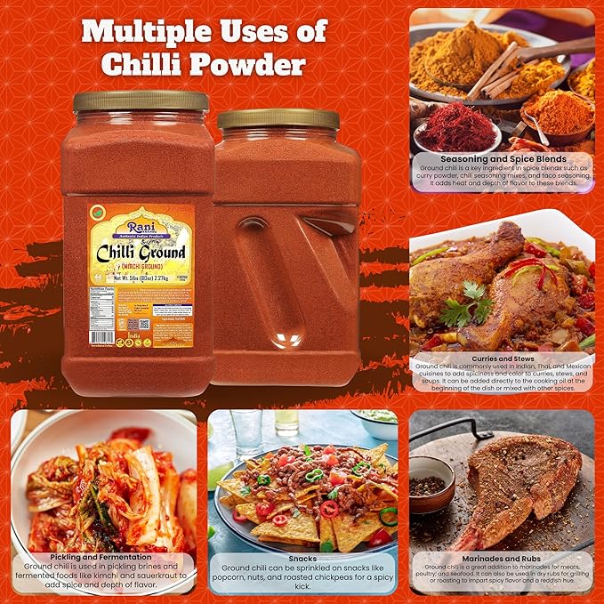 Rani Chilli Powder (Mirchi) Ground Indian Spice 80oz (5lbs) 2.27kg Bulk PET Jar ~ All Natural | Salt-Free | Vegan | No Colors | Gluten Friendly | NON-GMO | Kosher | Indian Origin