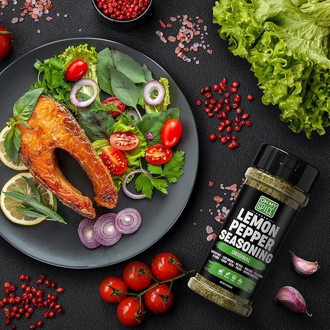 Chicken Seasoning Lemon Pepper Seasoning - Gluten Free & Low Sodium Lemon and Pepper Seasonings for Turkey, Seafood & Vegetable. Poultry Seasonings. Salad, Salmon & Chicken Dust for Grilling. 3.9oz