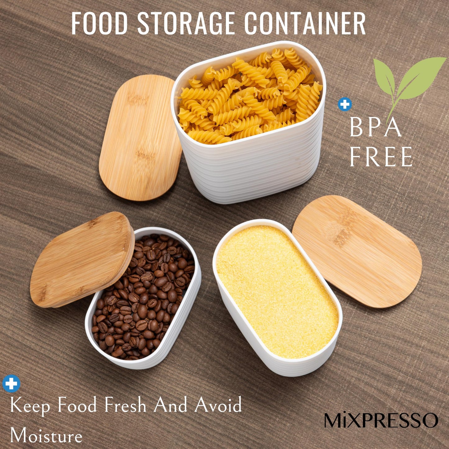 Mixpresso 3 Pcs White Canisters Sets for the Kitchen, Coffee Containers