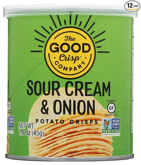 The Good Crisp Company, Sour Cream & Onion Flavor Potato Crips, 1.6 Oz (Pack of 12)