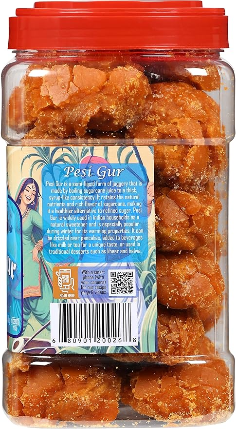 Rani Pesi Gur (Jaggery) Indian Unrefined Raw Cane Sugar 70oz (4.4lbs) 2kg PET Jar ~ Gluten Friendly | Vegan | NON-GMO | Kosher | No Salt or fillers | Indian Product