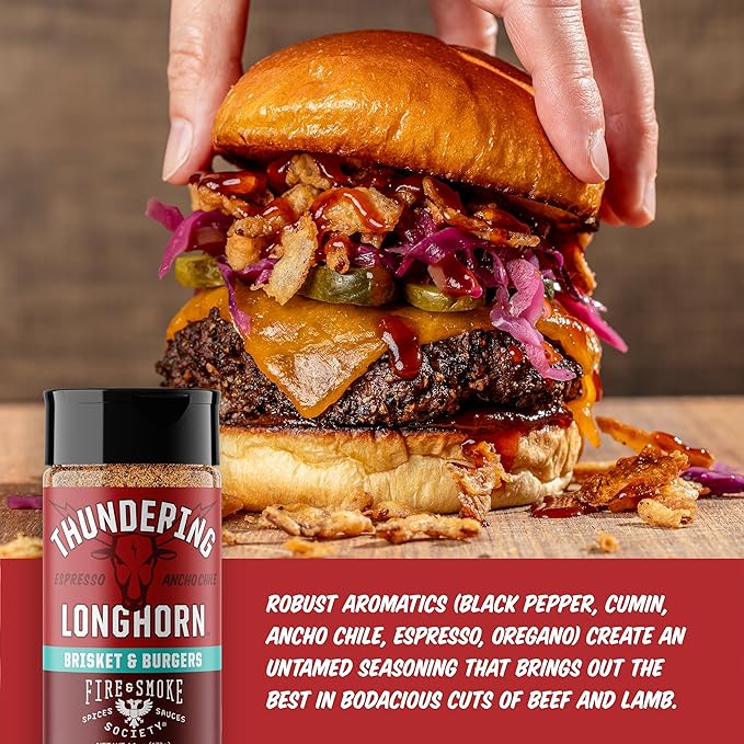 Fire & Smoke Society Thundering Longhorn Steak Seasoning | BBQ Rubs, Steak Rub for Smoking and Grilling Meat | Brisket, Burgers Dry BBQ Rubs and Spices | 6.1 oz M