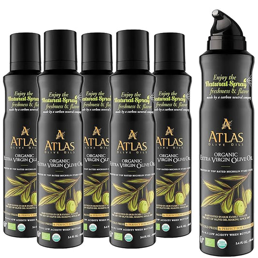 Cooking Oil by Atlas, Extra Virgin Olive Oil Spray, Dual Function Spray and Stream, 5.4 fl oz, 6